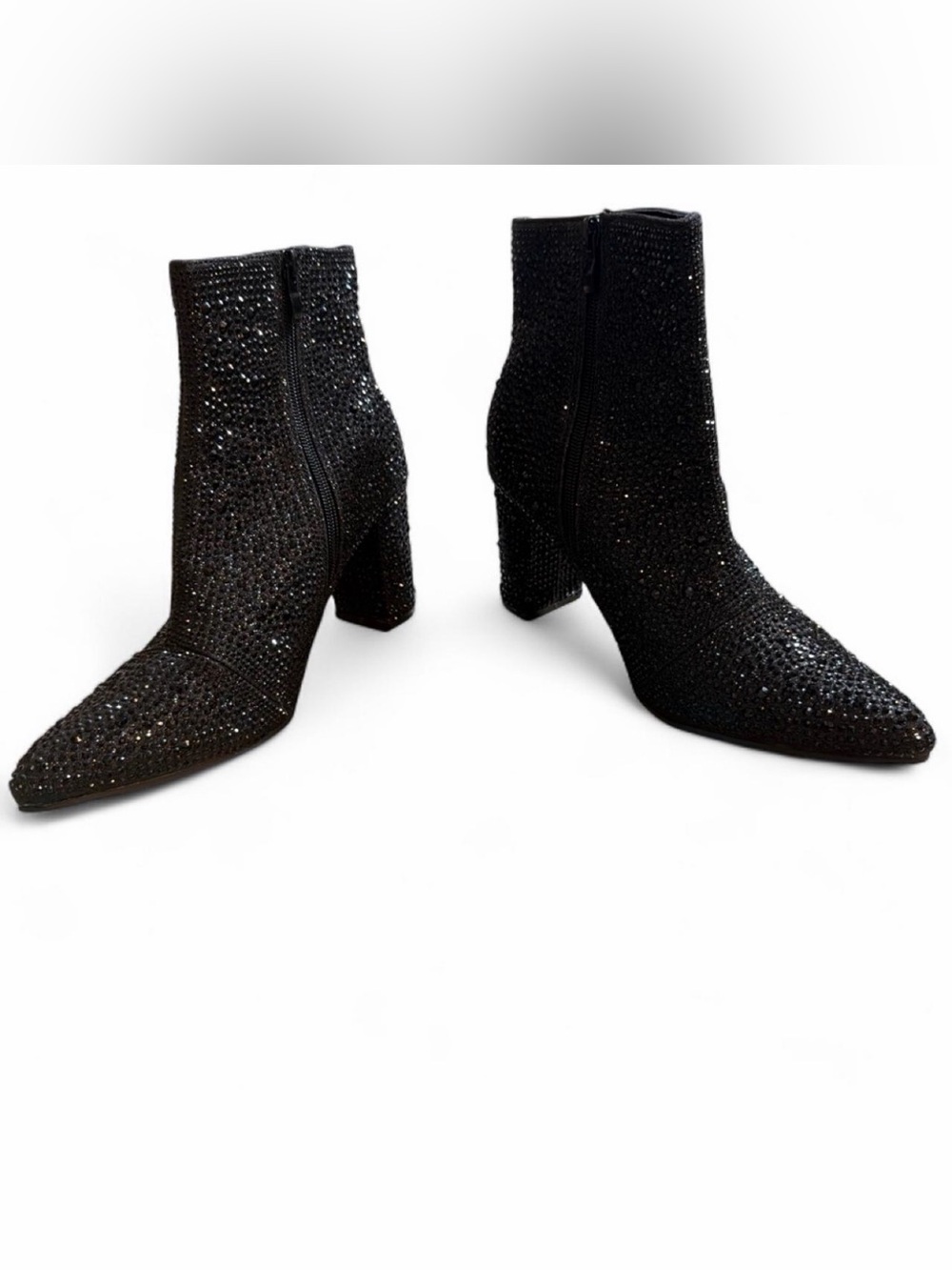 Forever 21 Black Rhinestone Sparkly Ankle Boots - Size 9